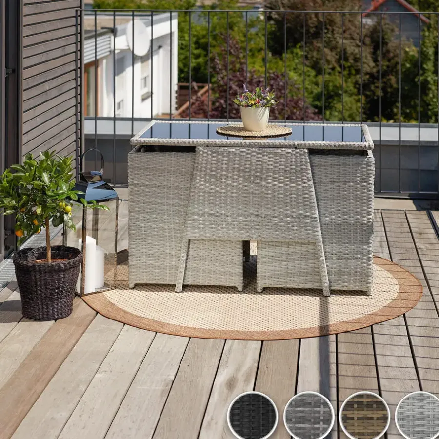 Tuinsets-tectake Wicker tuinset Lausanne 2+1 - Natuur