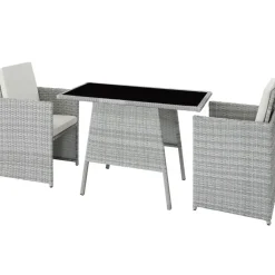 tectake Wicker tuinset Lausanne 2+1 - Lichtgrijs