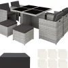 tectake Wicker tuinset Manhattan 4+4+1 met aluminium frame en beschermhoes