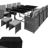 tectake Wicker tuinset Palma 8+4+1 met beschermhoes - Grijs/lichtgrijs