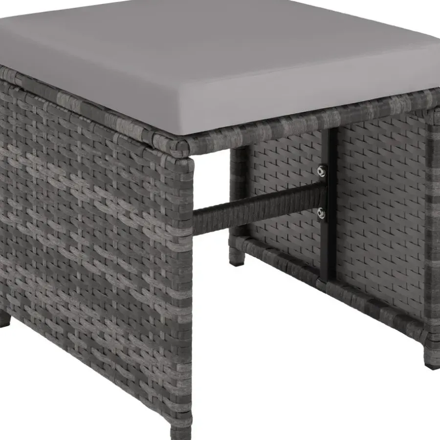 tectake Wicker tuinset Palma 8+4+1 met beschermhoes - Grijs/lichtgrijs
