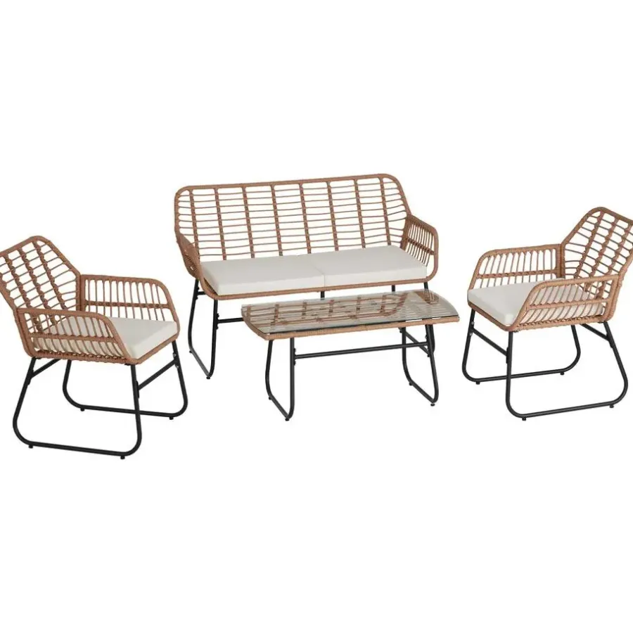tectake Wicker zitgroep Molfetta XL voor 4 personen, Natuur