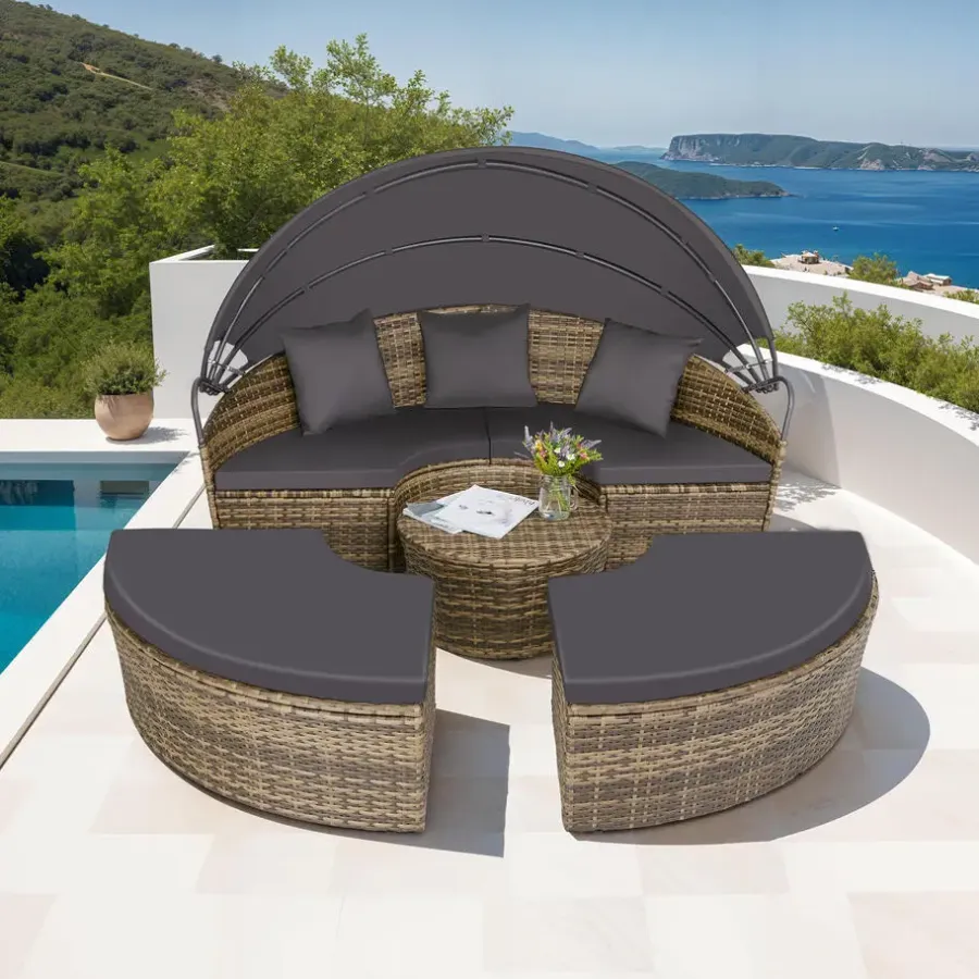 Ligbedden-tectake Wicker zonne-eiland Santorini, Natuur