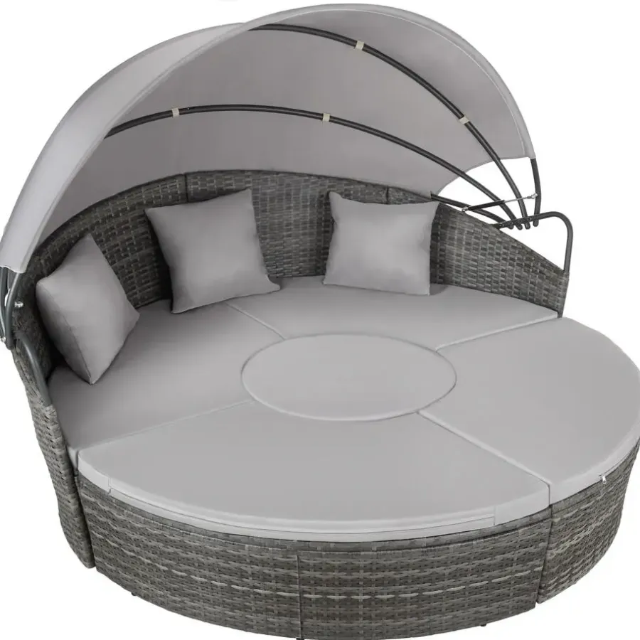 tectake Wicker zonne-eiland Santorini, Grijs