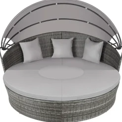 tectake Wicker zonne-eiland Santorini, Grijs