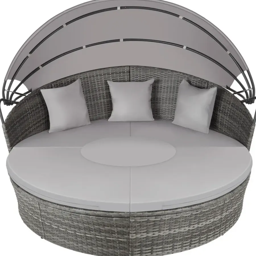 tectake Wicker zonne-eiland Santorini, Grijs
