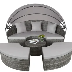 tectake Wicker zonne-eiland Santorini, Grijs