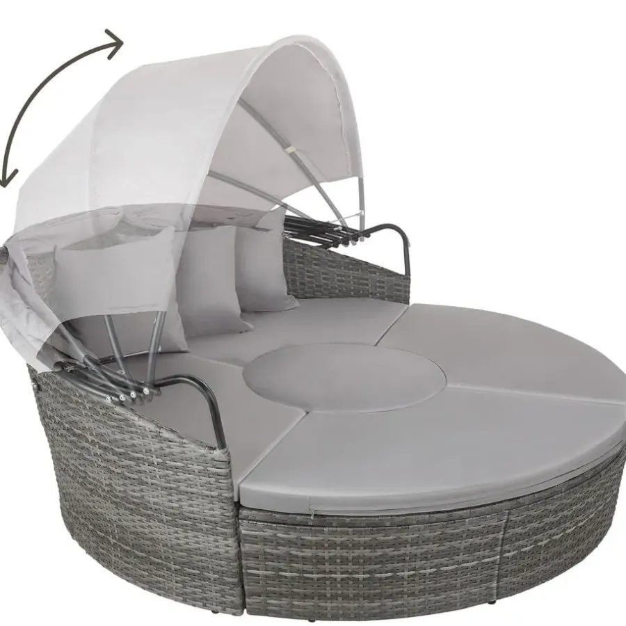 tectake Wicker zonne-eiland Santorini, Grijs