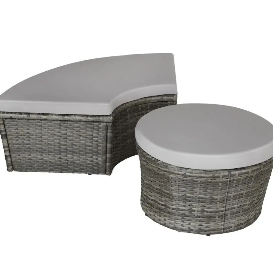 tectake Wicker zonne-eiland Santorini, Grijs