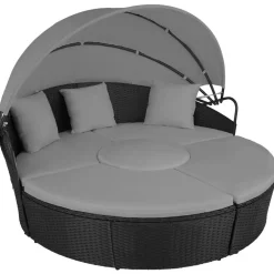 Ligbedden-tectake Wicker zonne-eiland Santorini, Zwart
