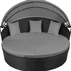 Ligbedden-tectake Wicker zonne-eiland Santorini, Zwart