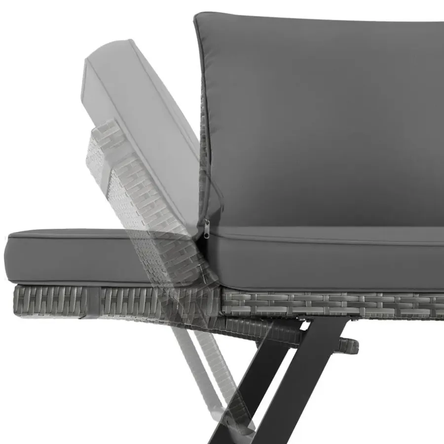 tectake Wicker-loungesofa Sintra, verstelbare armleuningen, 2in1, Grijs