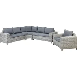 Beliani TEGLIO - Loungeset 9-zits - Grijs - Kunstrotan