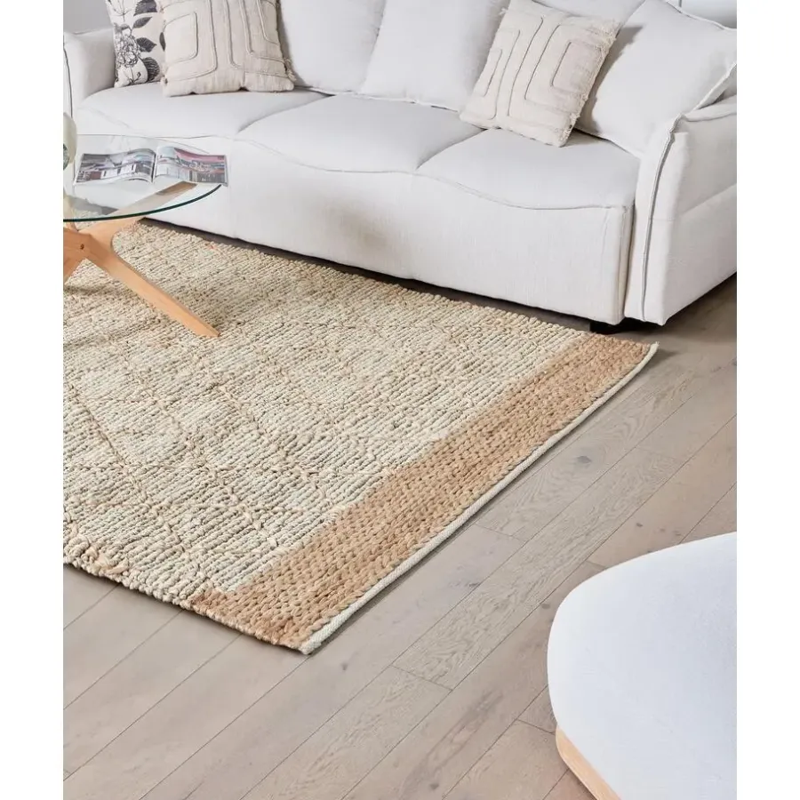 Jute Vloerkleden-Leen Bakker TELLIKAYA - Loper vloerkleed - Groen/Beige - 160 x 230 cm - Jute