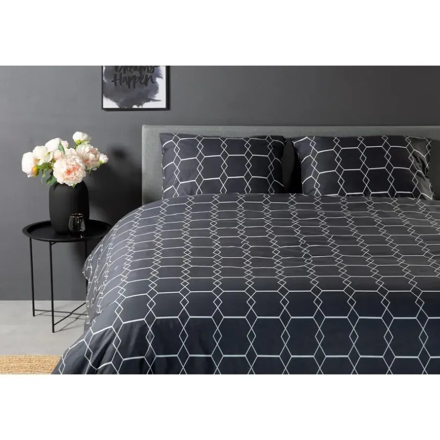 2-Persoons Dekbedovertrekken-Ten Cate Katoenen Dekbedovertrek - 200x200/220 cm - Graphic Gray