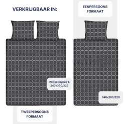 2-Persoons Dekbedovertrekken-Ten Cate Katoenen Dekbedovertrek - 200x200/220 cm - Graphic Gray