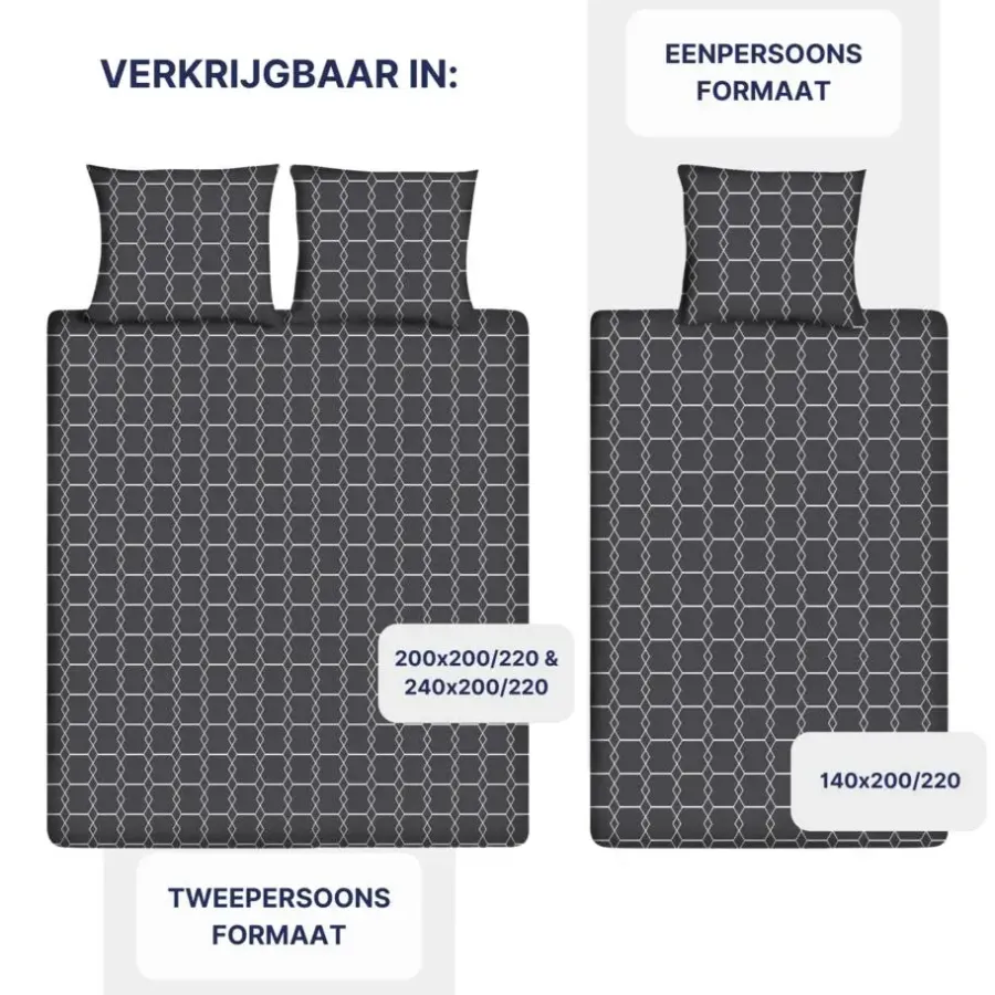 2-Persoons Dekbedovertrekken-Ten Cate Katoenen Dekbedovertrek - 200x200/220 cm - Graphic Gray