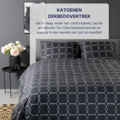 2-Persoons Dekbedovertrekken-Ten Cate Katoenen Dekbedovertrek - 200x200/220 cm - Graphic Gray