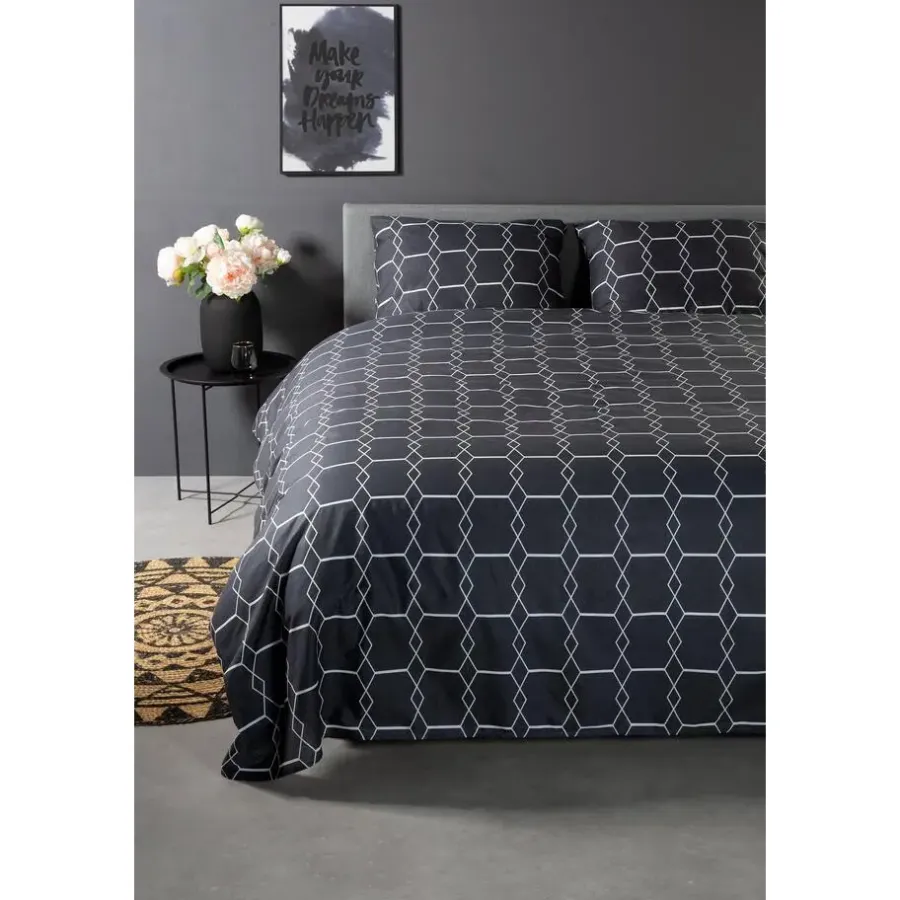 2-Persoons Dekbedovertrekken-Ten Cate Katoenen Dekbedovertrek - 200x200/220 cm - Graphic Gray