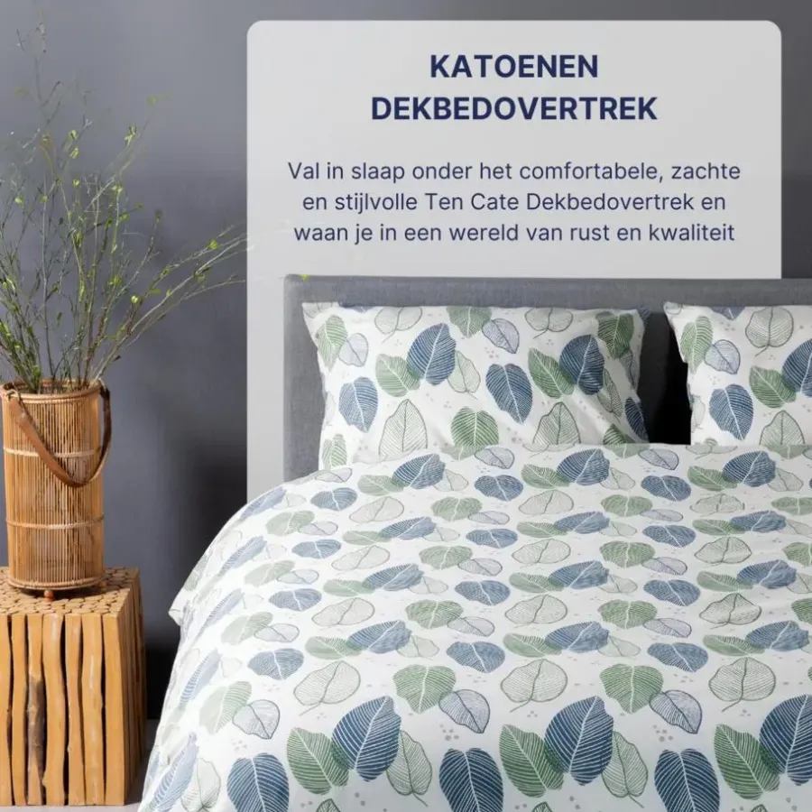 Lits-Jumeaux Dekbedovertrekken-Ten Cate Katoenen Dekbedovertrek - 240x200/220 cm - Graphic Leaves