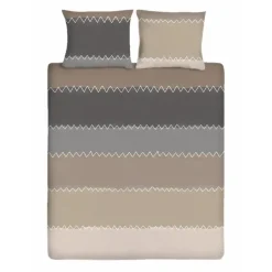 1-Persoons Dekbedovertrekken-Ten Cate Katoenen Dekbedovertrek - 140x200/220 - Zig Zag Taupe