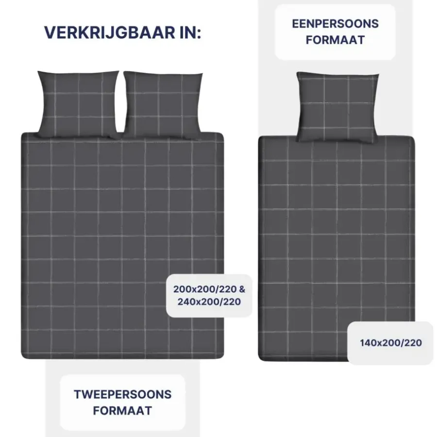 1-Persoons Dekbedovertrekken-Ten Cate Katoenen Dekbedovertrek - 140x200/220 cm - Louis Antraciet