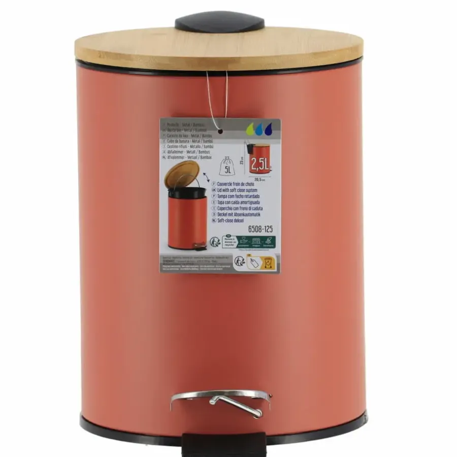 Prullenbakken-Tendance Badkamer prullenbak Bamboo vibe - soft close - 3 ltr