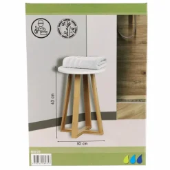 Krukjes-Tendance Bijzet krukje - wit - bamboe hout - D30 x H43 cm