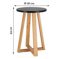 Krukjes-Tendance Bijzet krukje - zwart - bamboe hout - D30 x H43 cm