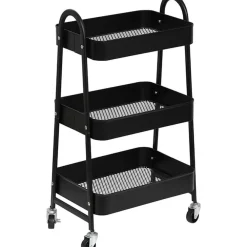 Tendance Keuken/badkamer trolley 3 laags - 43 x 31 x 79cm - zwart
