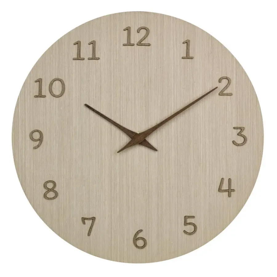 Merkloos TFA Wandklok - naturel houtkleur - hout - D30 cm