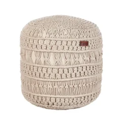 Poefen-Beliani THAKOT - Poef - Beige - 45 x 45 x 45 cm - Katoen
