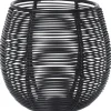 Merkloos Theelicht/waxinelichthouder metaal draad - zwart - D10 cm