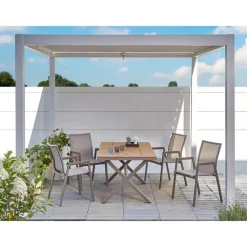 Beliani TIANO - Tuintafel - Taupe - Aluminium