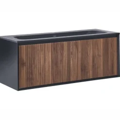 Wastafelkasten-Leen Bakker TITICACA - Wandgemonteerd meubel met wasbak - Donkerbruin - MDF