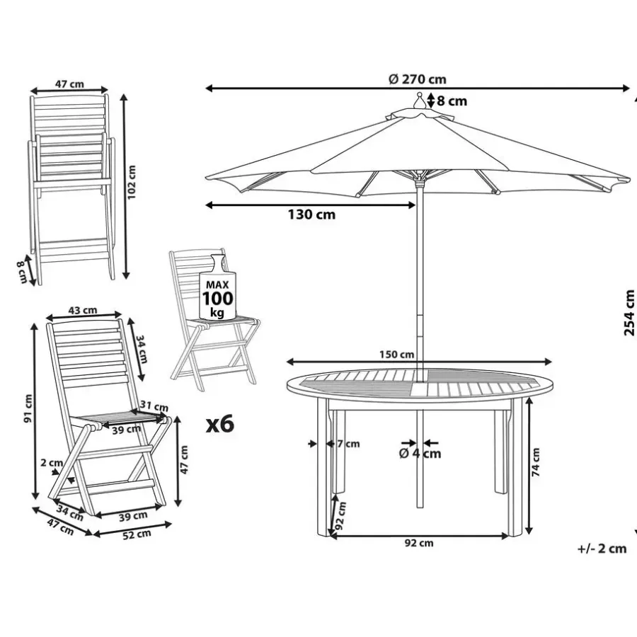 Beliani TOLVE - Tuinmeubel set - Lichte houtkleur - Acaciahout