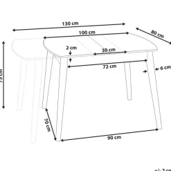 Beliani TOMS - Uitschuifbare eettafel - Lichthout - 100/130 x 80 cm - MDF
