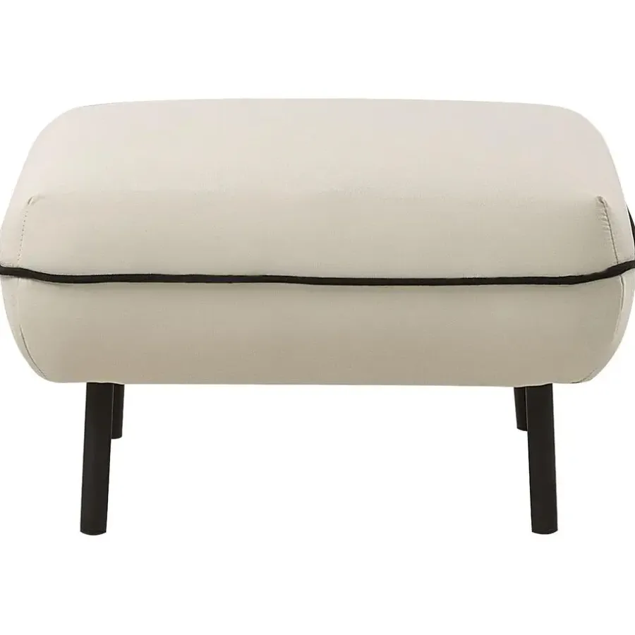 Hockers En Voetenbanken-Beliani TONSBERG - Ottomaan - Lichtbeige - Polyester