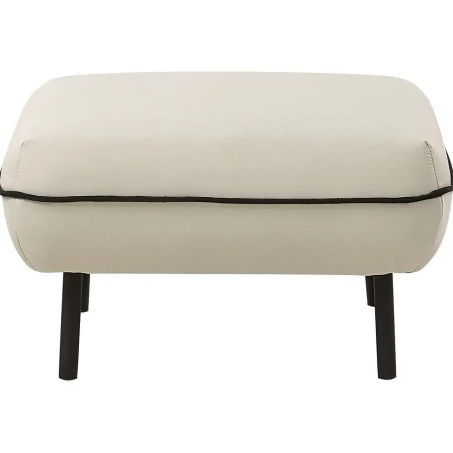 Hockers En Voetenbanken-Beliani TONSBERG - Ottomaan - Lichtbeige - Polyester