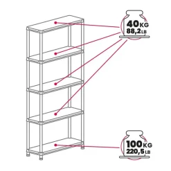 Stellingkasten-Toomax universal pro opbergrek - 5 planken - 90x40x180 cm