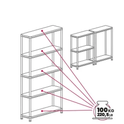 Stellingkasten-Toomax universal pro opbergrek - 5 planken - 100x40x180 cm - 2 stuks