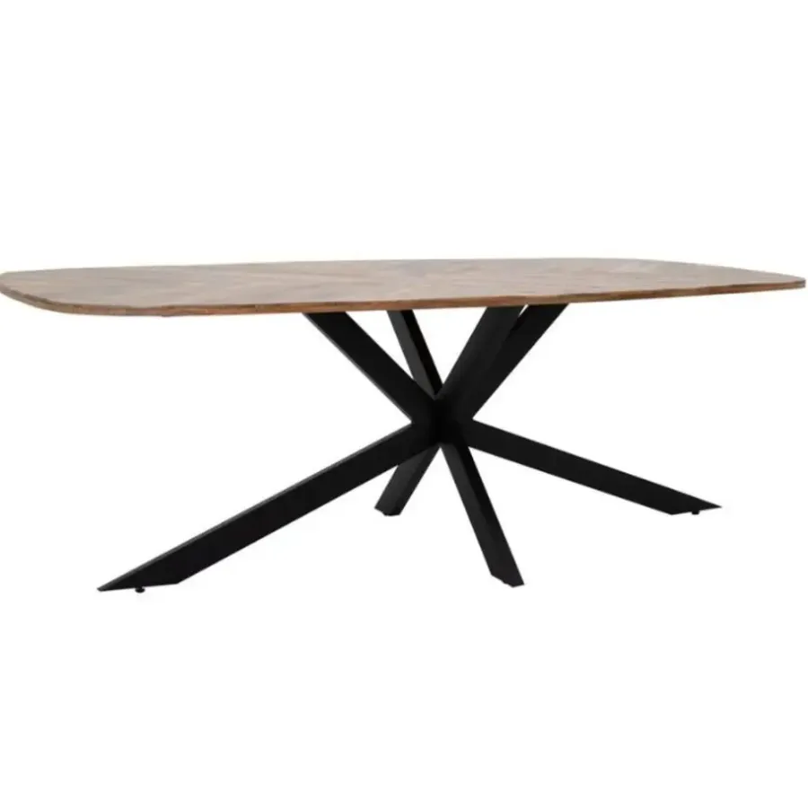 Industriële Eettafels-Tower living Silvi eettafel visgraat naturel 220x110x78