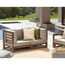 Loungebanken-Beliani TRANI - Loungebank - Donkere houtkleur - Acaciahout