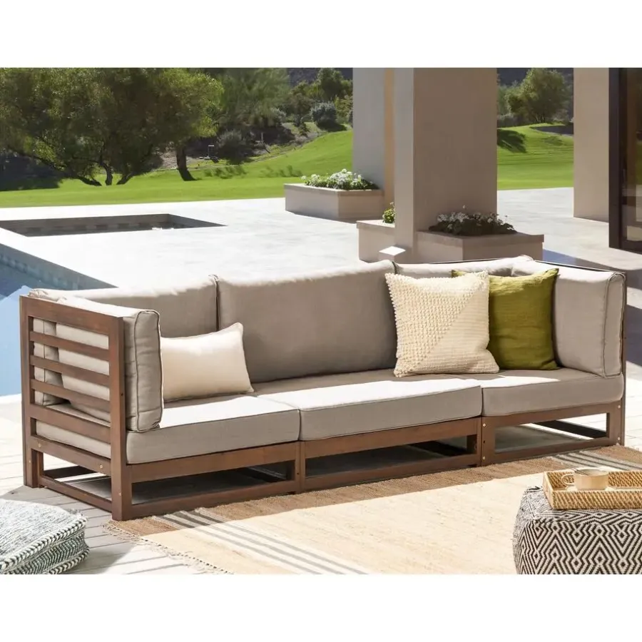 Beliani TRANI - Loungebank 3-zits - Bruin - Acaciahout