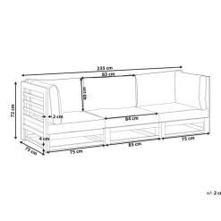 Beliani TRANI - Loungebank 3-zits - Bruin - Acaciahout