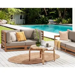 Loungebanken-Beliani TRANI - Loungebank 2-zits - Lichthout - Acaciahout