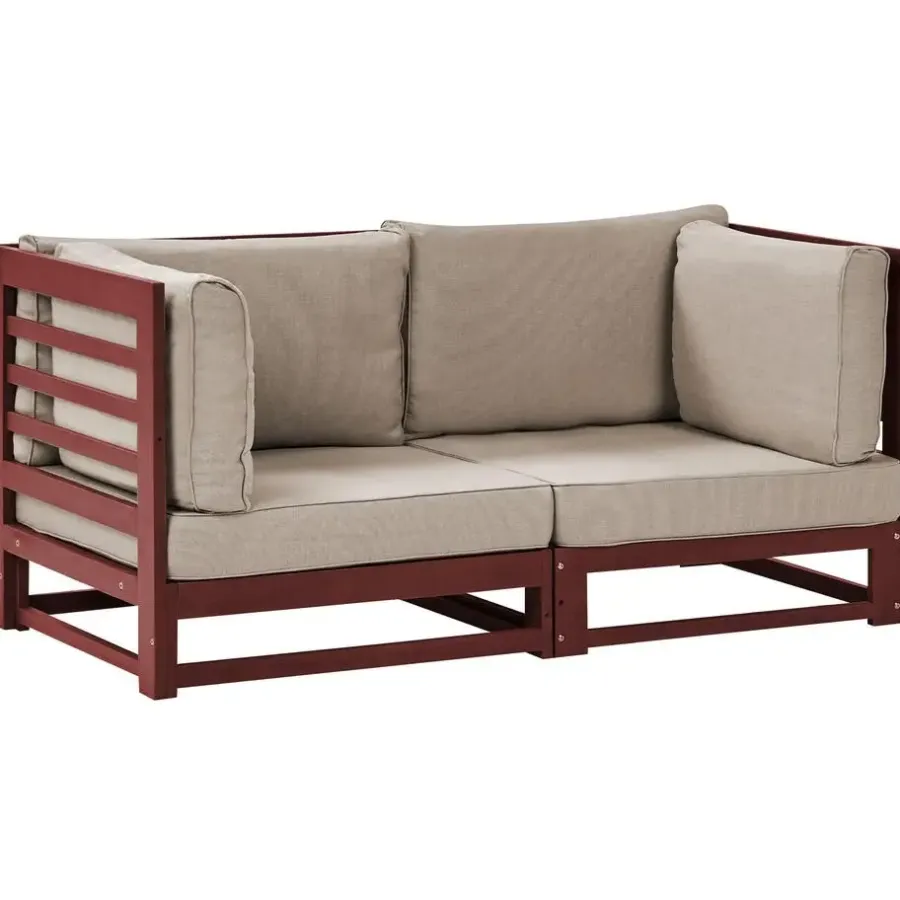 Loungebanken-Beliani TRANI - Loungebank 2-zits - Mahonie - Acaciahout