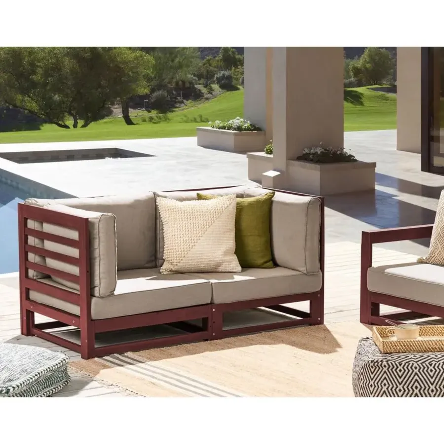 Loungebanken-Beliani TRANI - Loungebank 2-zits - Mahonie - Acaciahout