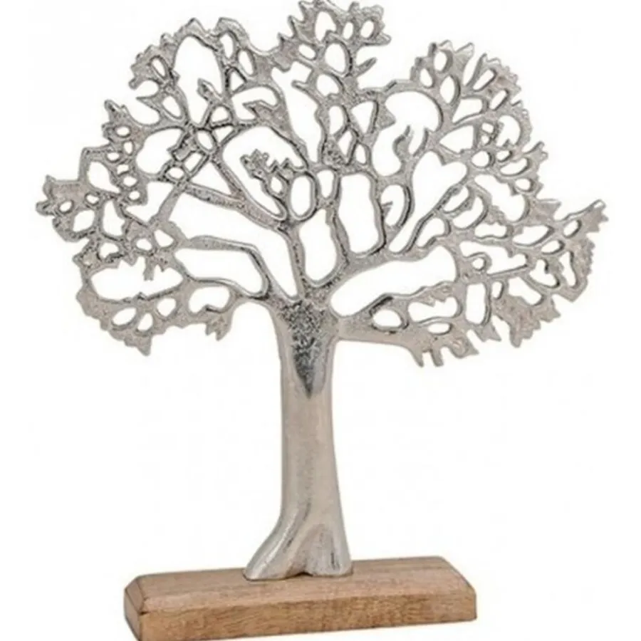 Beelden-Merkloos Tree of Life Beeldje - metaal op standaard - ornament - 33 cm