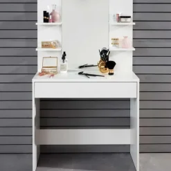 Kaptafels-Trendteam Make-uptafel Basix - 85 x 40 x 141 cm - 100% Melaminegecoat - Wit
